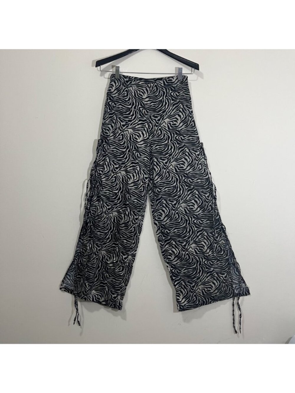 Free People x Nigel Preston Side Tie Zebra Pants XS Boho Indie Grunge Retro Y2K - Picture 2 of 16